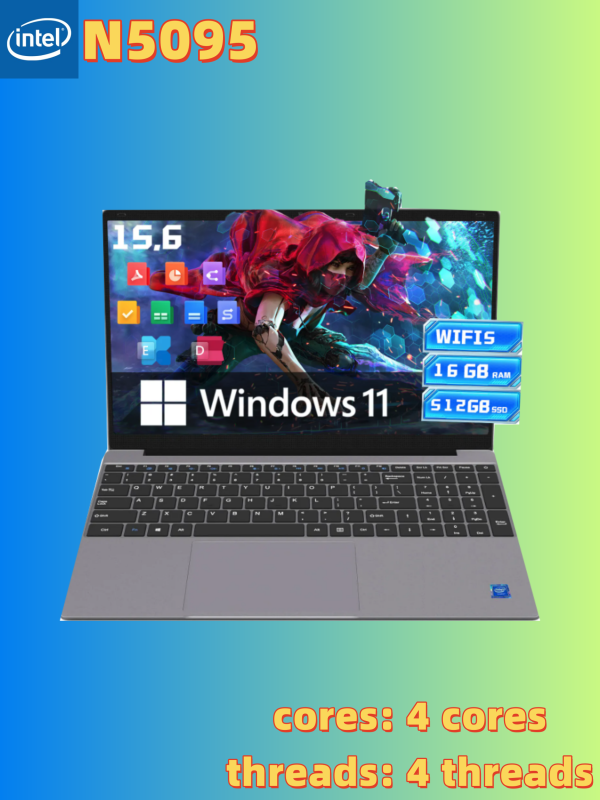 Intel N5095 is a hot selling laptop for home, student, and office use.15.6inch
